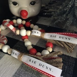 Peppermint Beaded Garland w/Rae Dunn Ribbon